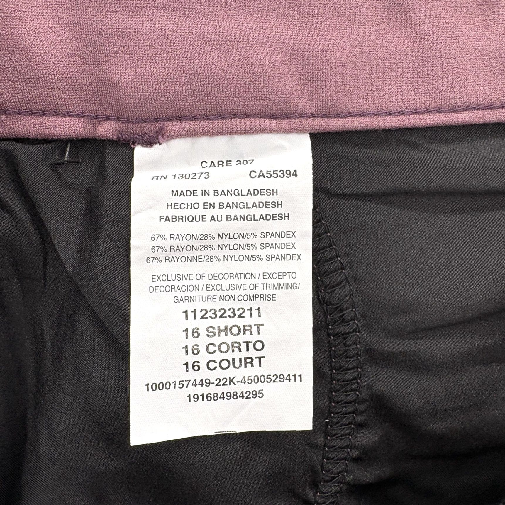 Lee Lee Ultra Lux Any Wear Pants Womens 16 Short Purple Ankle Ponte Stretch NWT Size 38" / US 16 / IT 52 - 5 Thumbnail