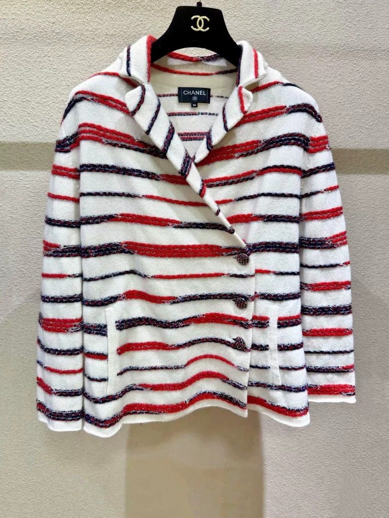 Chanel Chanel Show silk striped cashmere coat Size XXS / US 00 / IT 34 - 1 Thumbnail