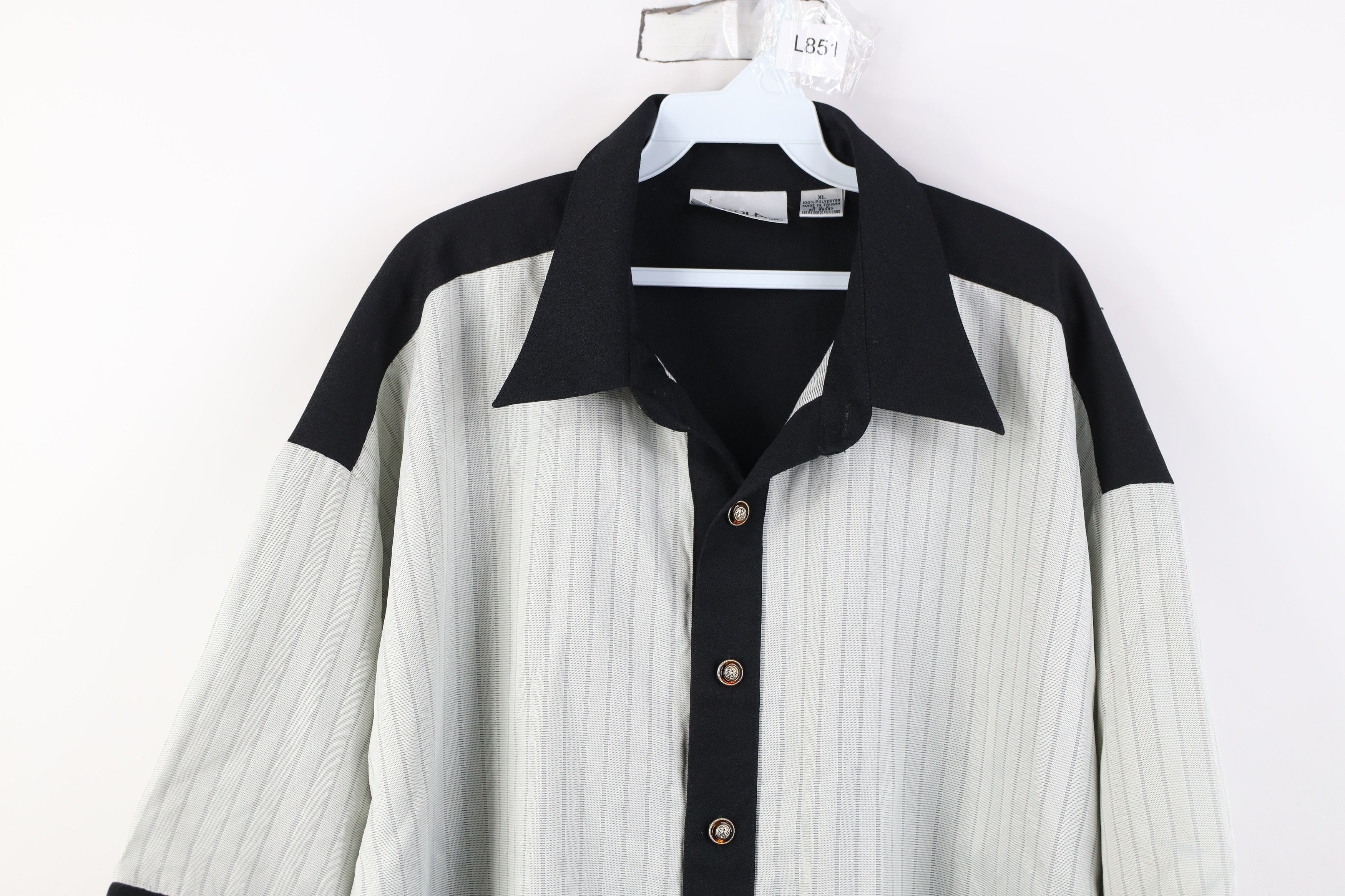 Vintage Vintage 90s Y2K Rockabilly Block Striped Knit Button Shirt Size US XL / EU 56 / 4 - 2 Thumbnail