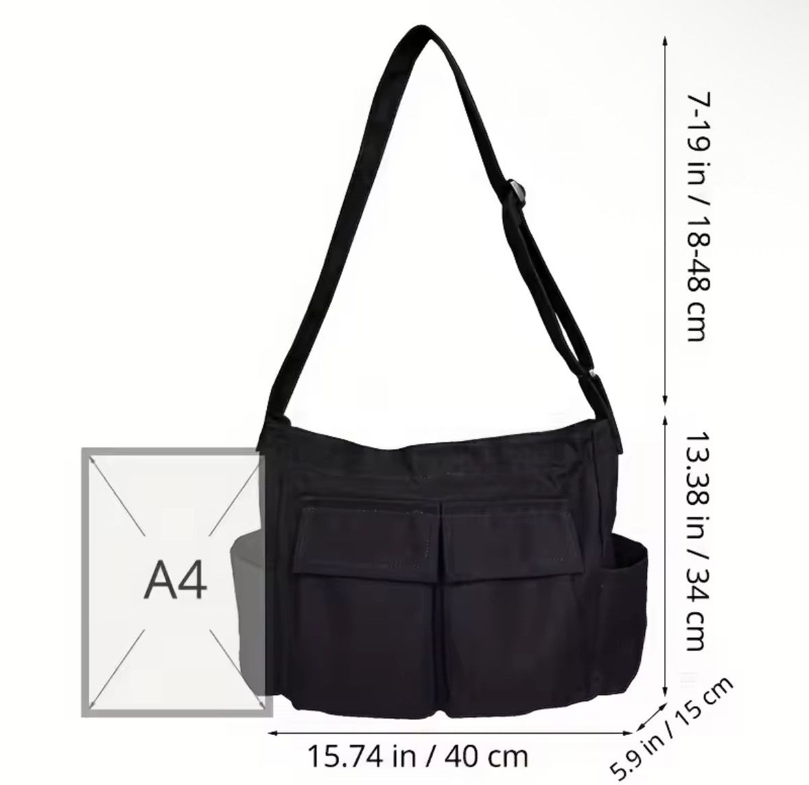 Other Workwear School Canvas Shoulder Bag Large Messenger Bag Size ONE SIZE - 3 Thumbnail