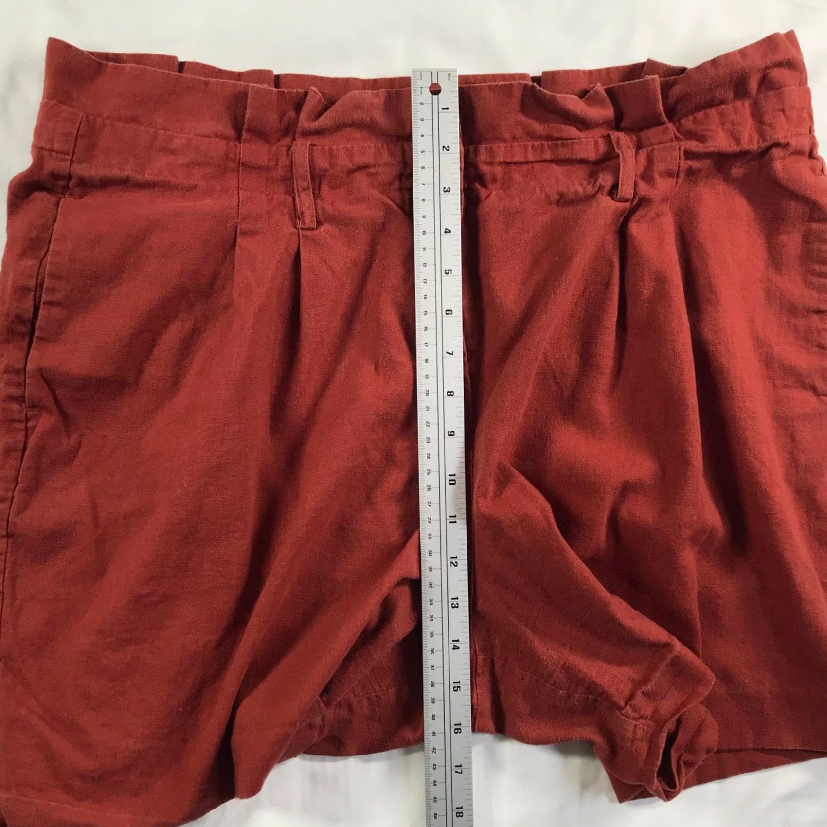 Boden Boden Linen Cotton Paperbag Waist Shorts Terracotta Red US 16 UK 20 6" Inseam Size 27" / US 4 / IT 40 - 4 Thumbnail