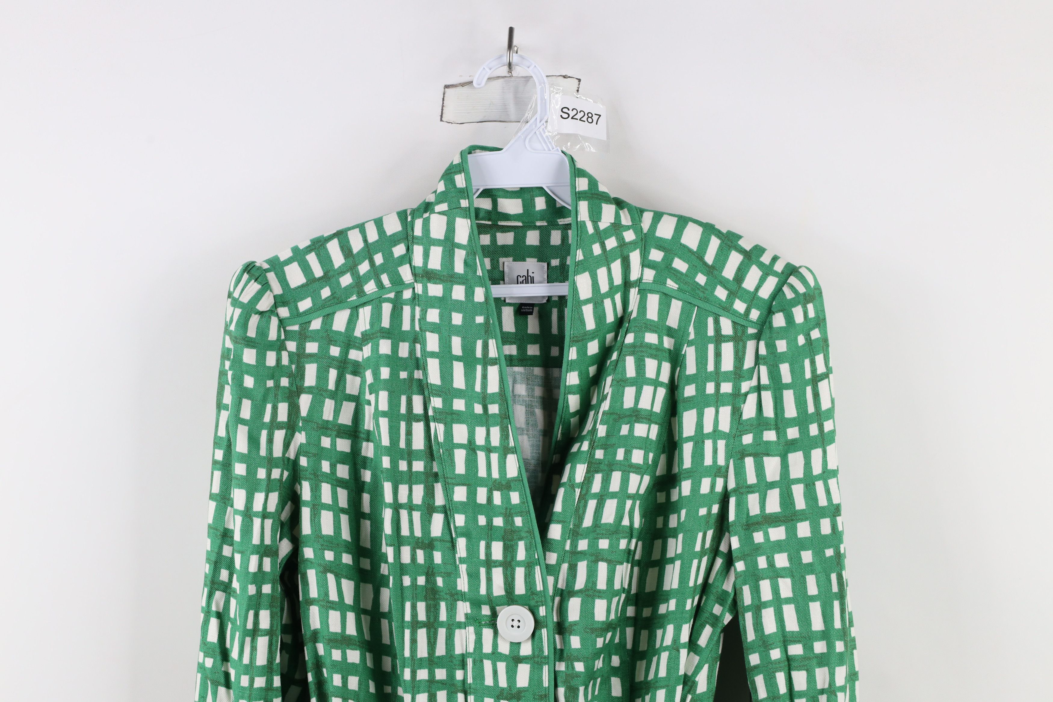 Vintage New Cabi Belted Circuit Full Button Jacket Coat Green Plaid Size M / US 6-8 / IT 42-44 - 2 Thumbnail