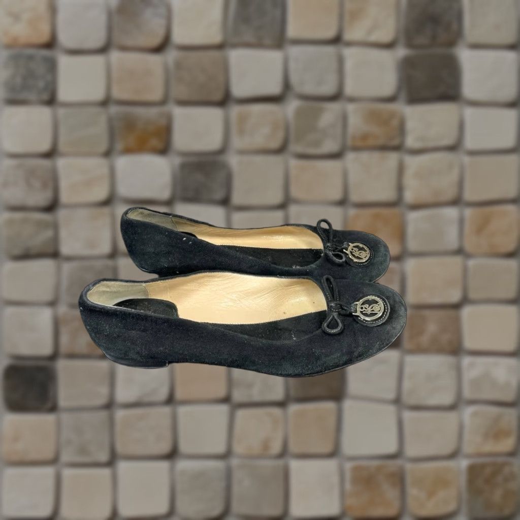 Vintage kate spade new york flats Womens 7.5 B Ballet Black Suede Bow Round Toe Slip On Shoes Size US 5.5 / IT 35.5 - 1 Thumbnail