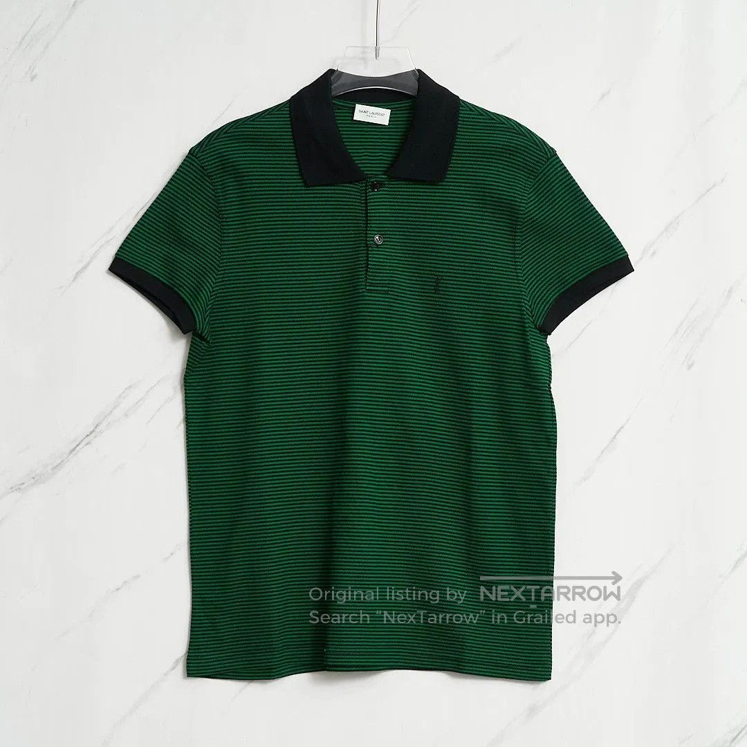 Saint Laurent Paris Saint Laurent Men's Embroidered Stripe Polo. Size US M / EU 48-50 / 2 - 1 Thumbnail