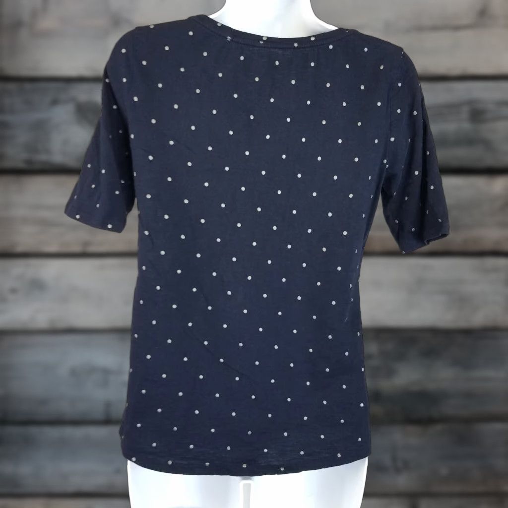 Ann Taylor Ann Taylor LOFT Womens Top T-Shirt Short Sleeve Blue Polka Dot Cotton Sz S Size S / US 4 / IT 40 - 1 Thumbnail