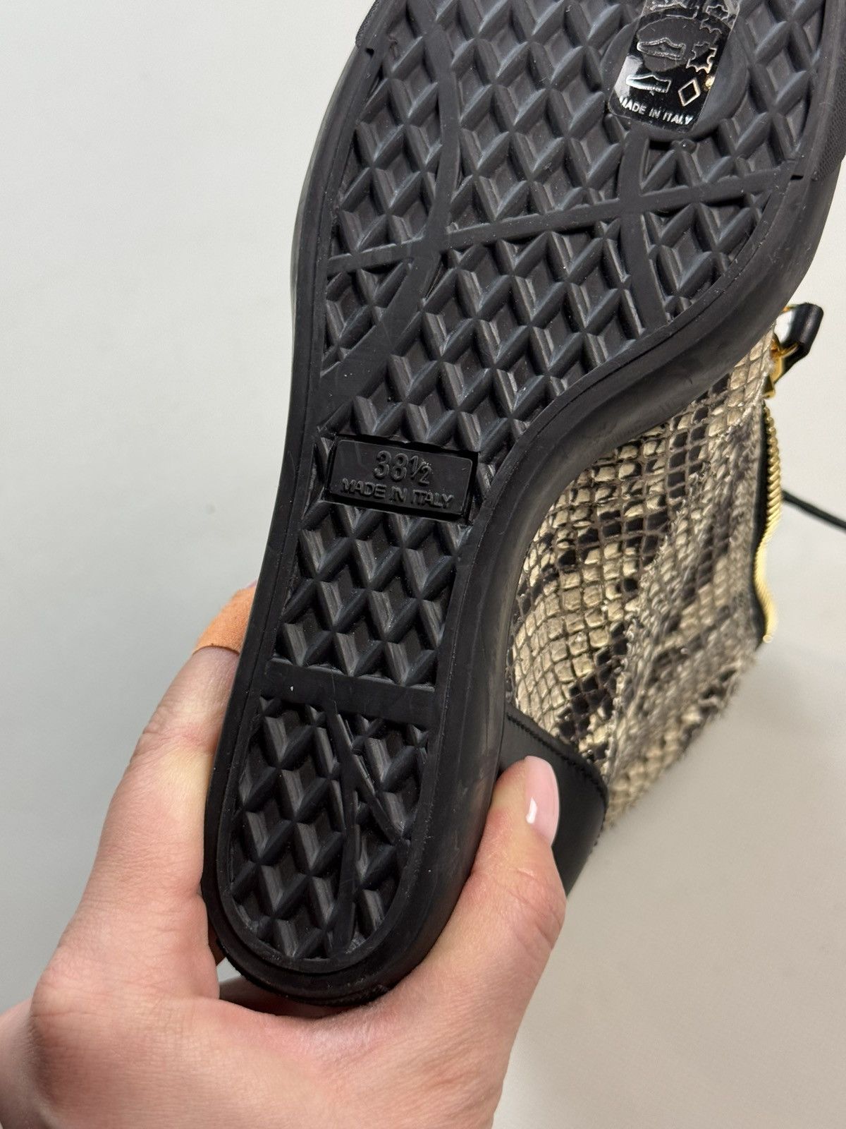 Giuseppe Zanotti Zanotti Python Embossed Leather Coby High Top Sneakers Shoes Size US 8.5 / IT 38.5 - 25 Thumbnail