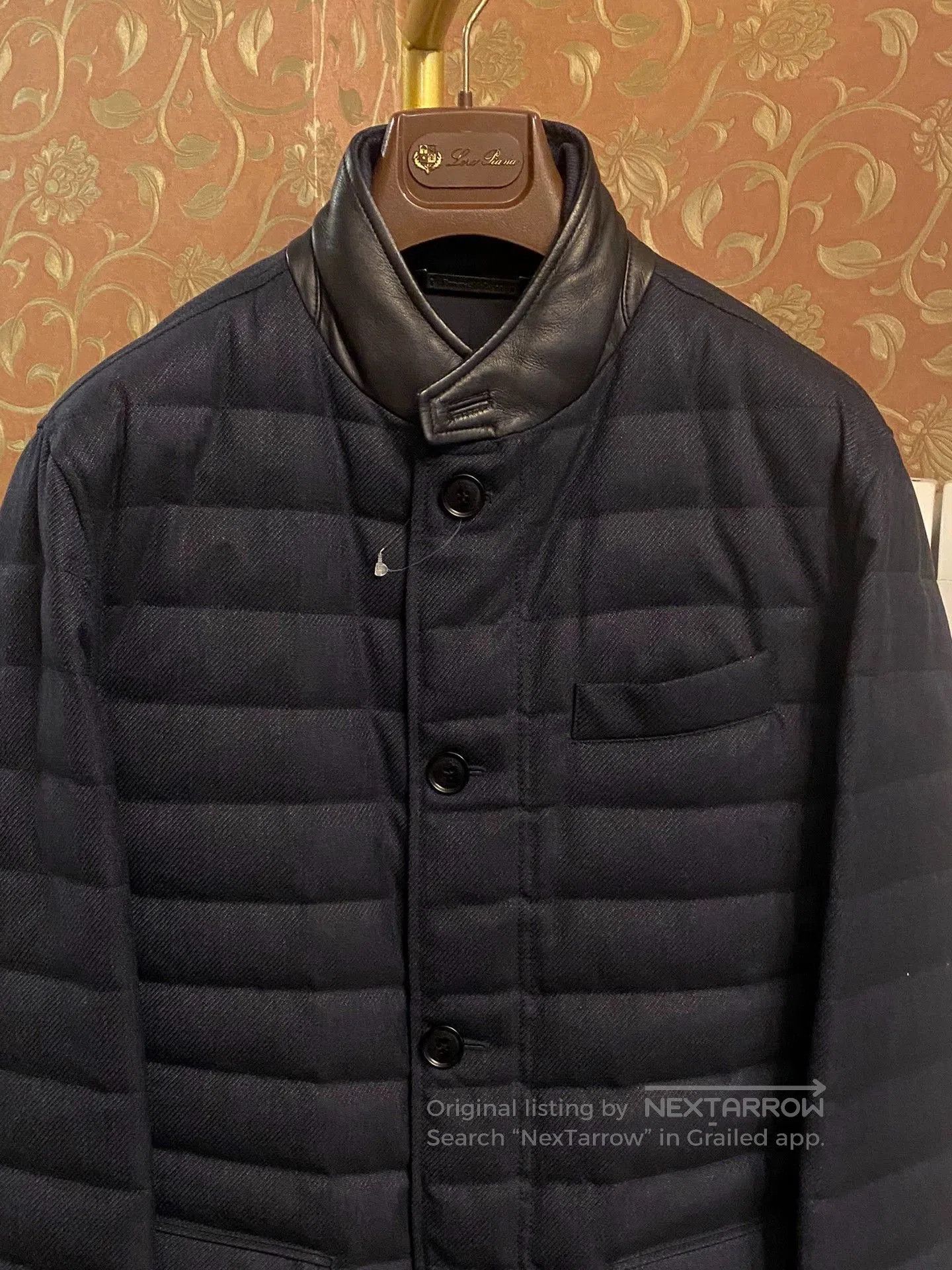 Ermenegildo Zegna Black Quilted Jacket with Leather Collar. Size US M / EU 48-50 / 2 - 2 Thumbnail