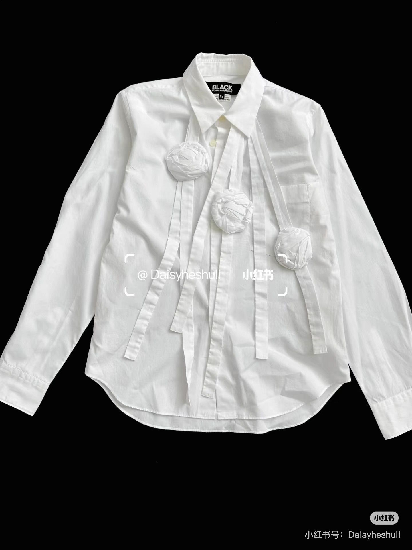 Comme des Garcons Comme des GarçonsCDG Black White Rose Long Sleeve Shirt Ｑ24 Size XS / US 0-2 / IT 36-38 - 1 Thumbnail
