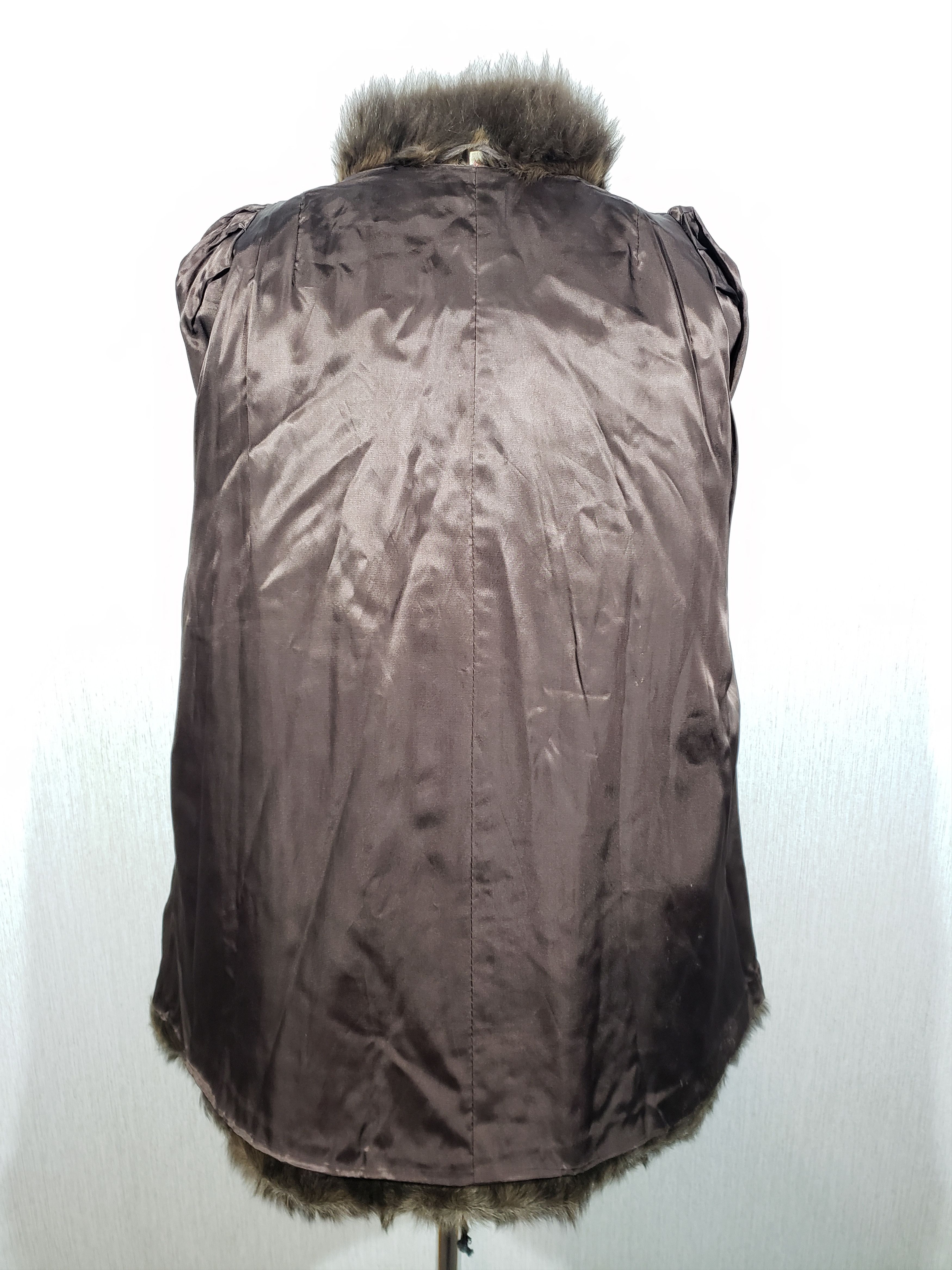 Genuine Leather Warm brown women's fur coat with genuine goat fur. Size XXL / US 16-18 / IT 52-54 - 5 Thumbnail