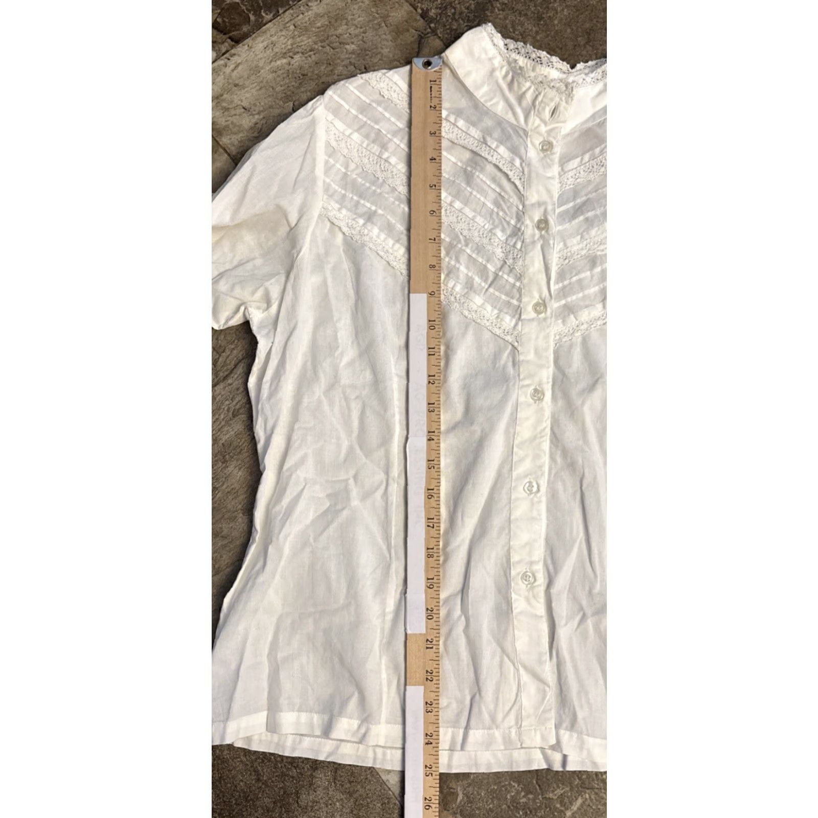 Vintage VINTAGE White Stag Blouse Women's Shirt Top XL White Lace Button Cuff Sleeve 2198 Size XL / US 12-14 / IT 48-50 - 3 Thumbnail