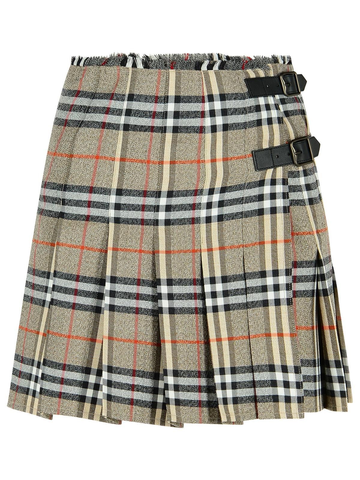 BURBERRY Grey Wool Mini Kilt