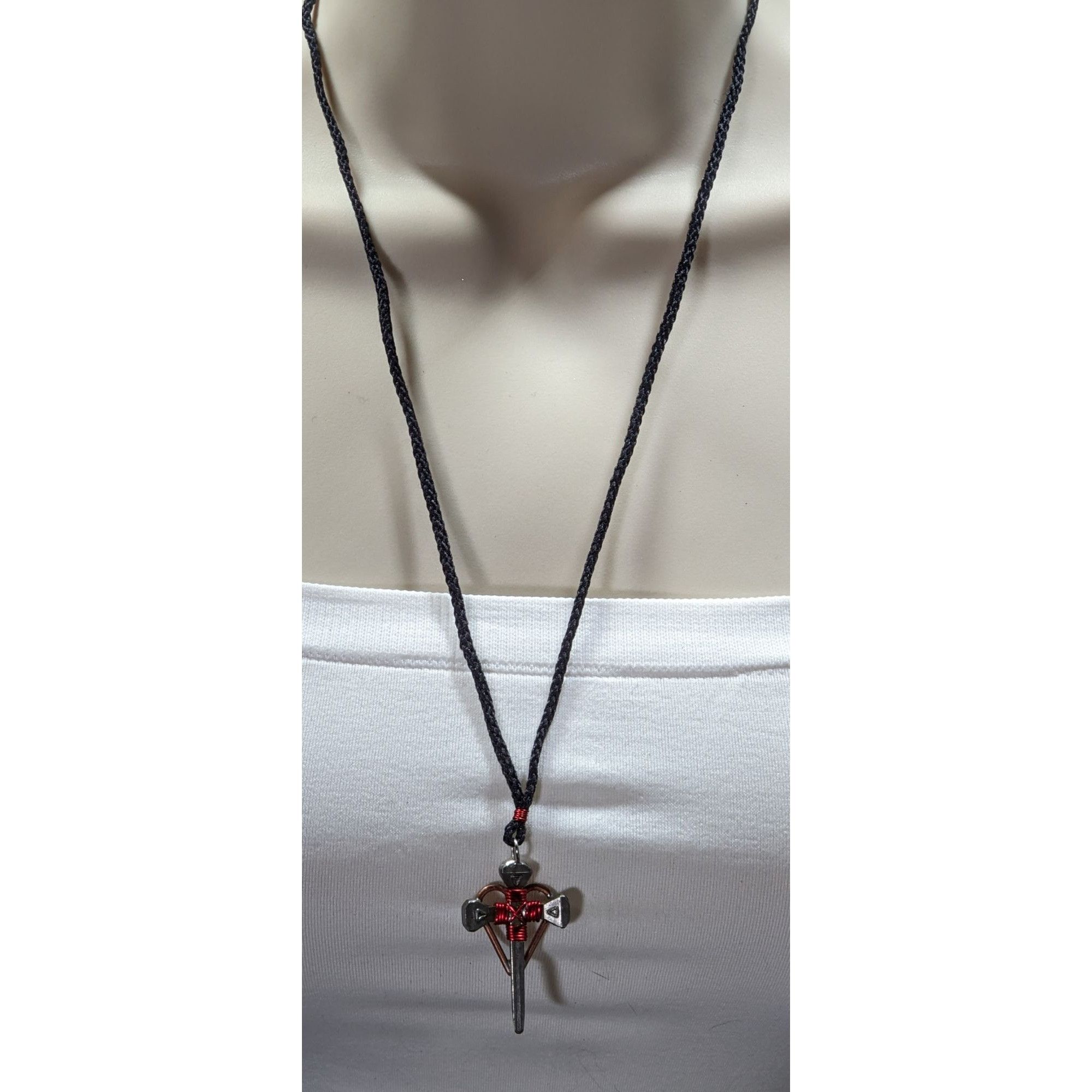 Other Handmade Nail Cross Necklace With Heart Wire Wrapped Size ONE SIZE - 2 Thumbnail