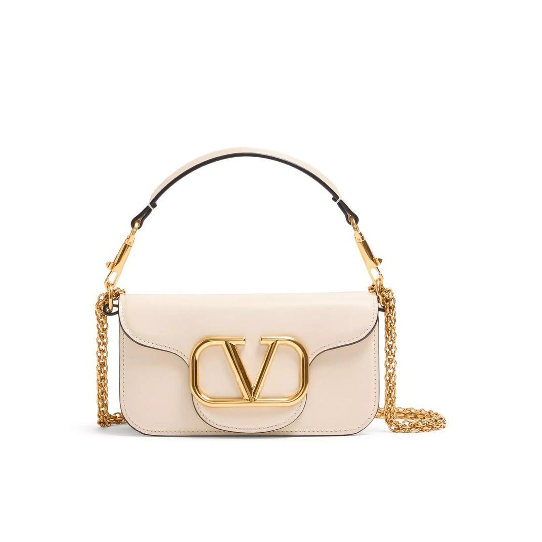 Valentino Garavani Loco Small Ivory Leather Shoulder Bag New, Women's