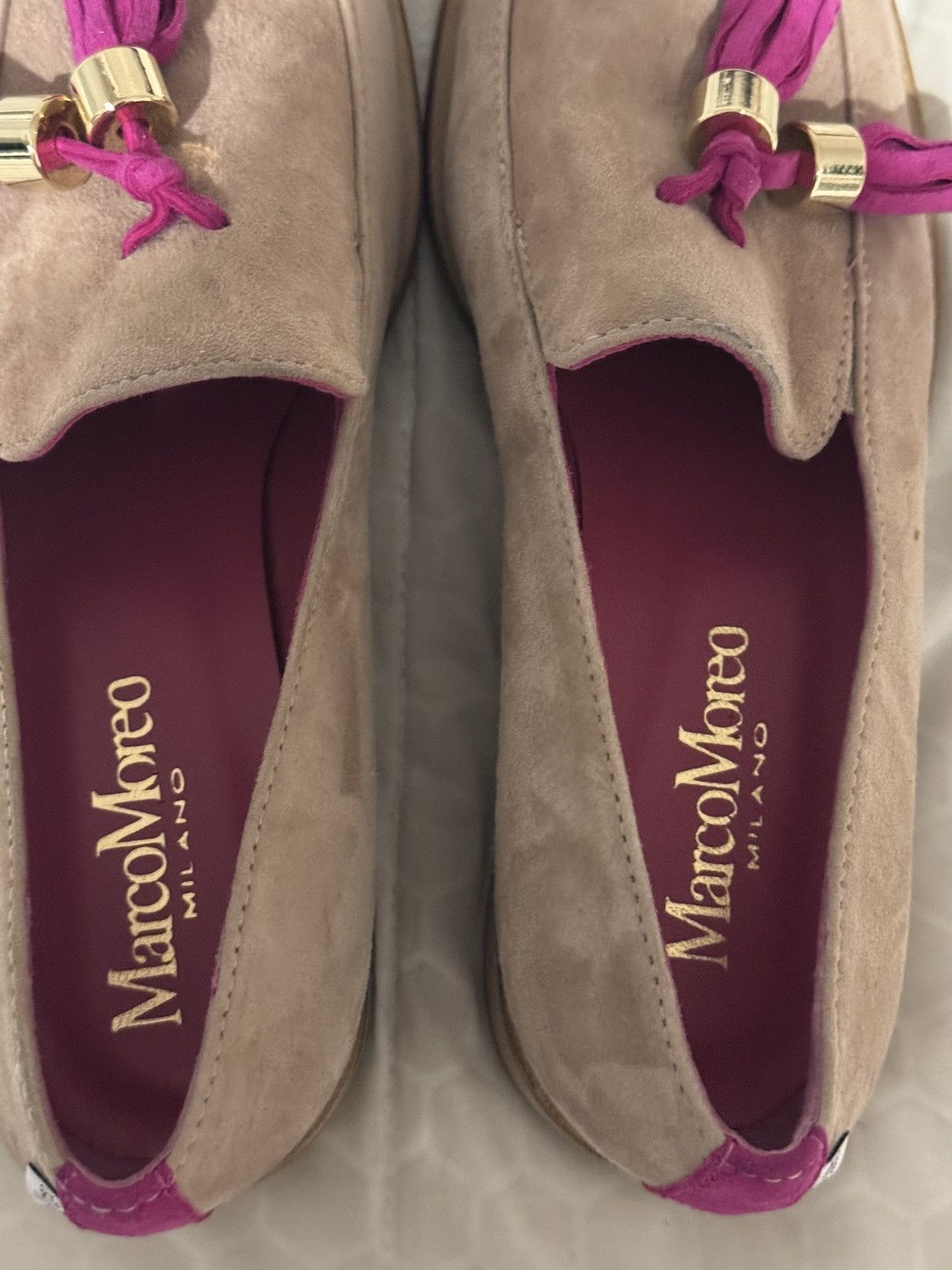 Other Marco Moreo Loafers Tan Canvas and Fuschia Size US 5 / IT 35 - 4 Thumbnail