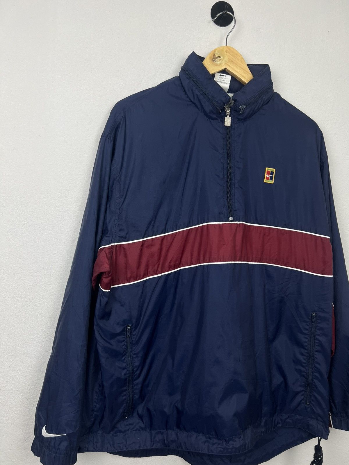 Nike Vintage 90s Nike Court Half-Zip Windbreaker Anorak Size US L / EU 52-54 / 3 - 3 Thumbnail