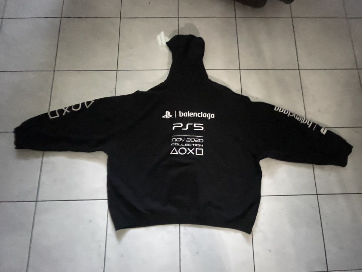 BALENCIAGA PlayStation 5 Printed Fitted Hoodie cotton black