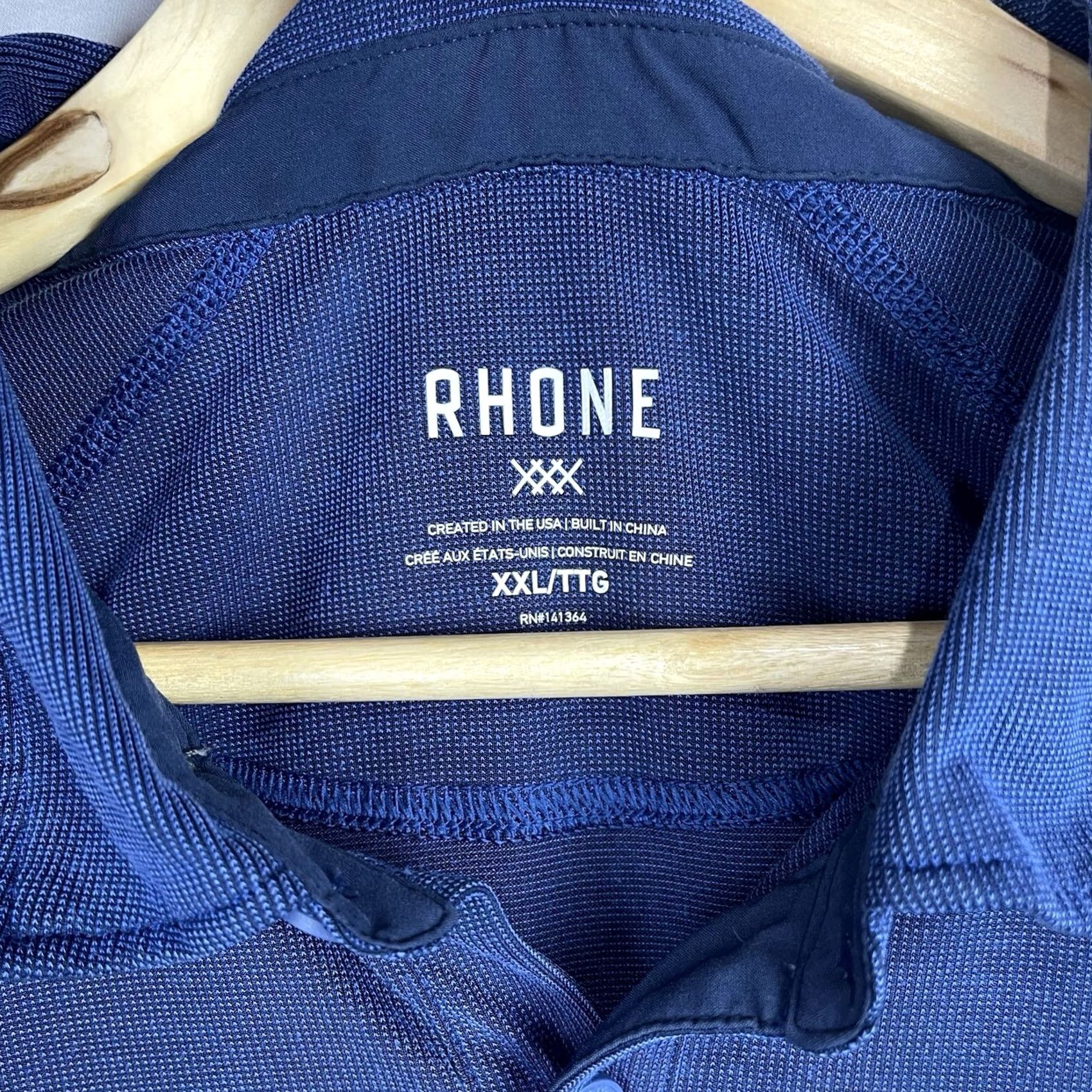 Rhone Rhone Polo Shirt Mens 2XL Navy Blue Collared Button Down Performance Stretch Polo Shirt Men 2XL Navy Blue Size US XXL / EU 58 / 5 - 4 Thumbnail