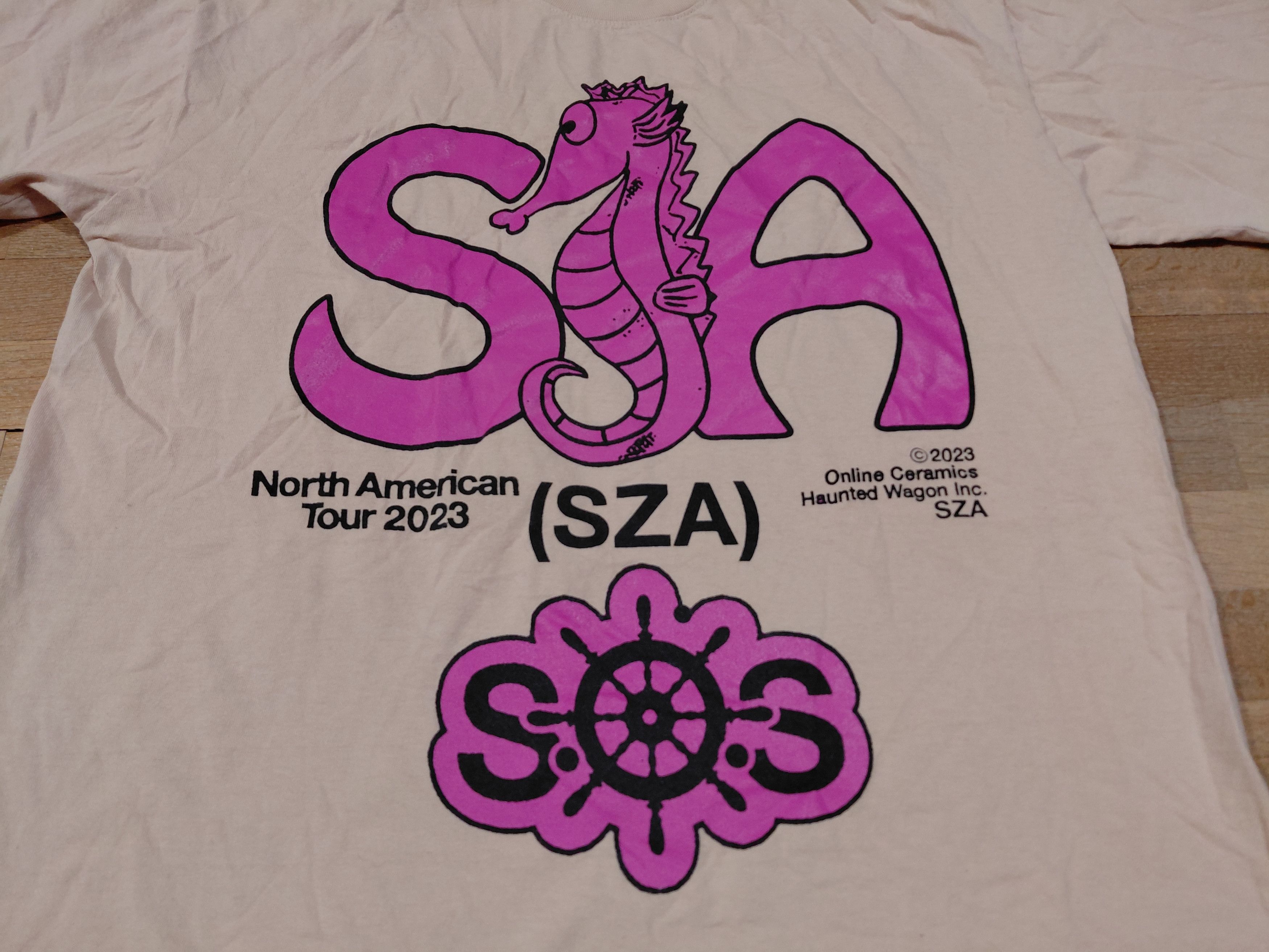 Rap Tees SZA x Online Ceramics Album Tour Pink Seahorse Shirt Size M Size US M / EU 48-50 / 2 - 2 Thumbnail