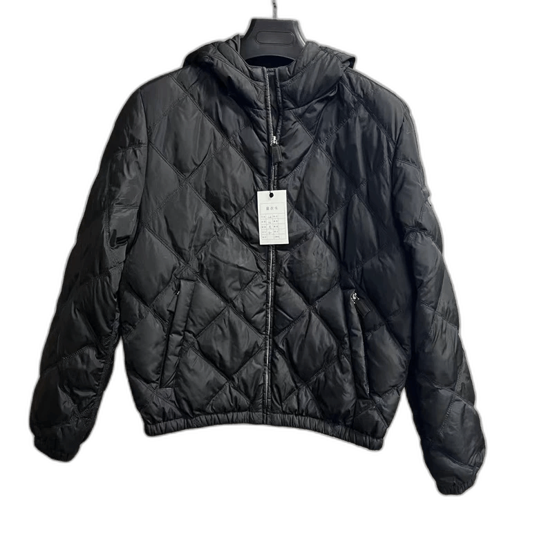 prada black diamond check triangle standard long-sleeved down jacket
