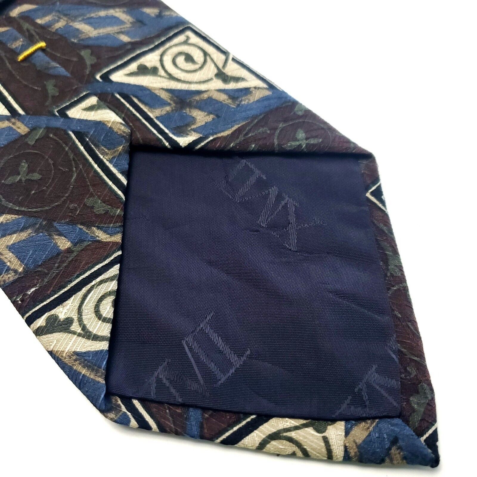 XMI Platinum XMI Silk Tie Abstract Print Brown Blue Size ONE SIZE - 4 Thumbnail