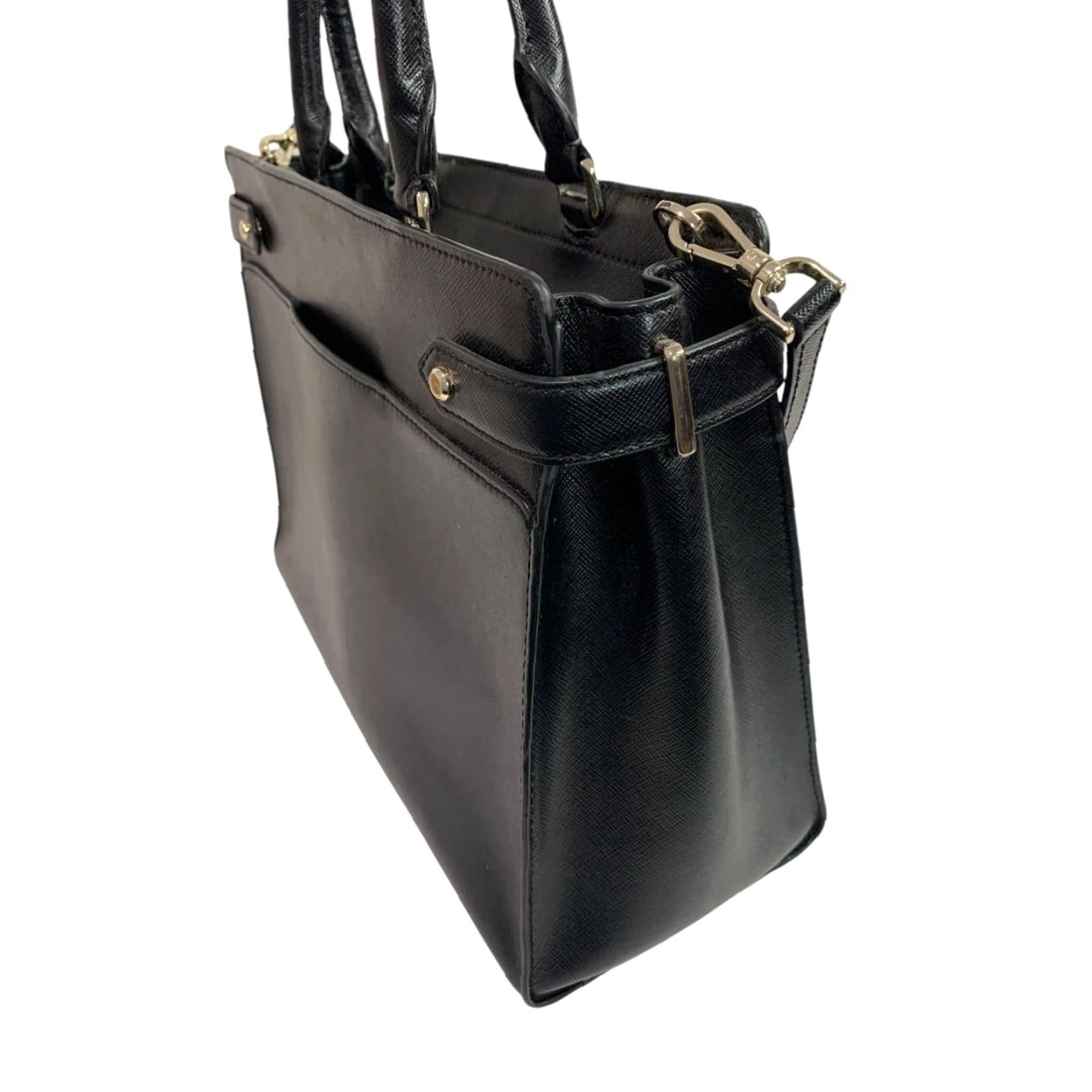Vintage VINTAGE Kate Spade Staci Large Satchel Handbag Black Saffiano Leather WKRU6949 Satchel/Top Handle Bag Womens Leather Black WKRU6949 Size ONE SIZE - 5 Thumbnail