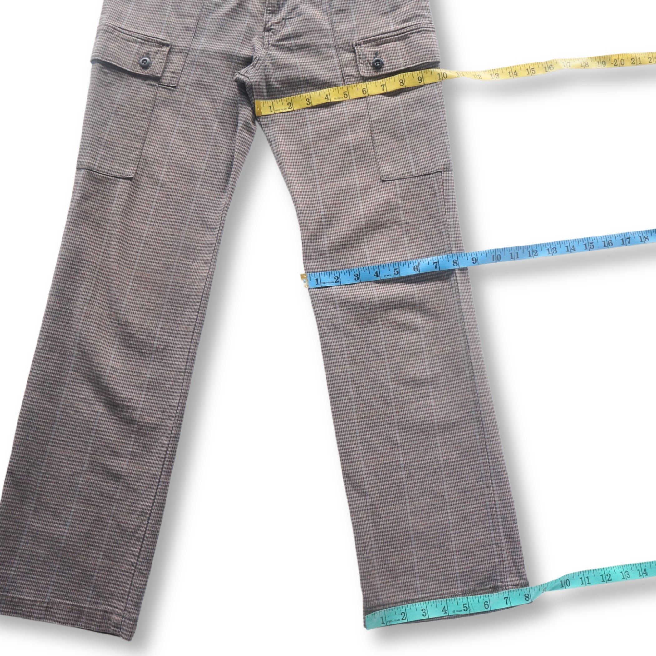 Japanese Brand ALCX Light Brown Plaid Pattern Cargo Pants Size 28" / US 6 / IT 42 - 12 Thumbnail