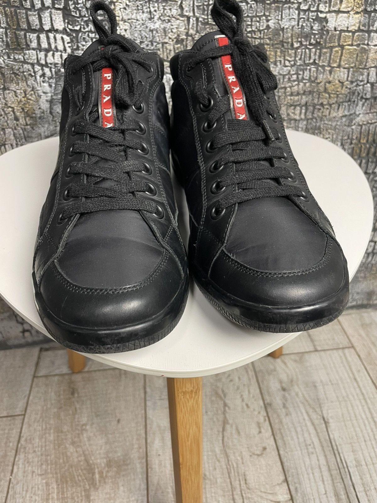 Prada Prada Shoes Black High Top Sneakers Leather Shoes Size US 9 / EU 42 - 15 Thumbnail