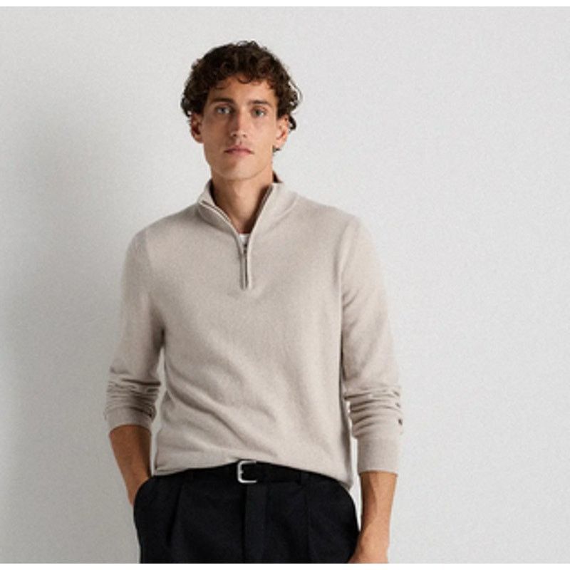 Quince Quince Cashmere QuarterZip Sweater Heather Cloud Beige M NWT Size US M / EU 48-50 / 2 - 1 Thumbnail