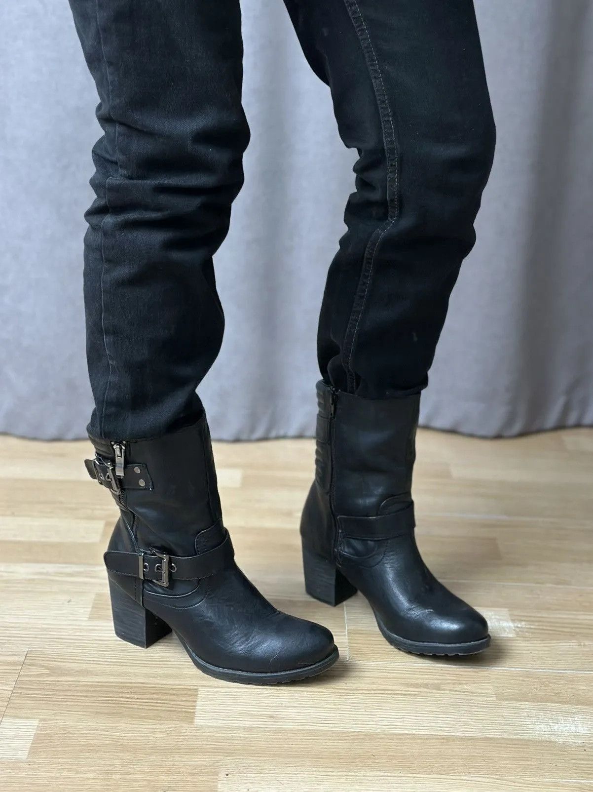 New Rock Vintage Leather Hight Heels Style Gothic Rick Size US 9 / IT 39 - 2 Thumbnail