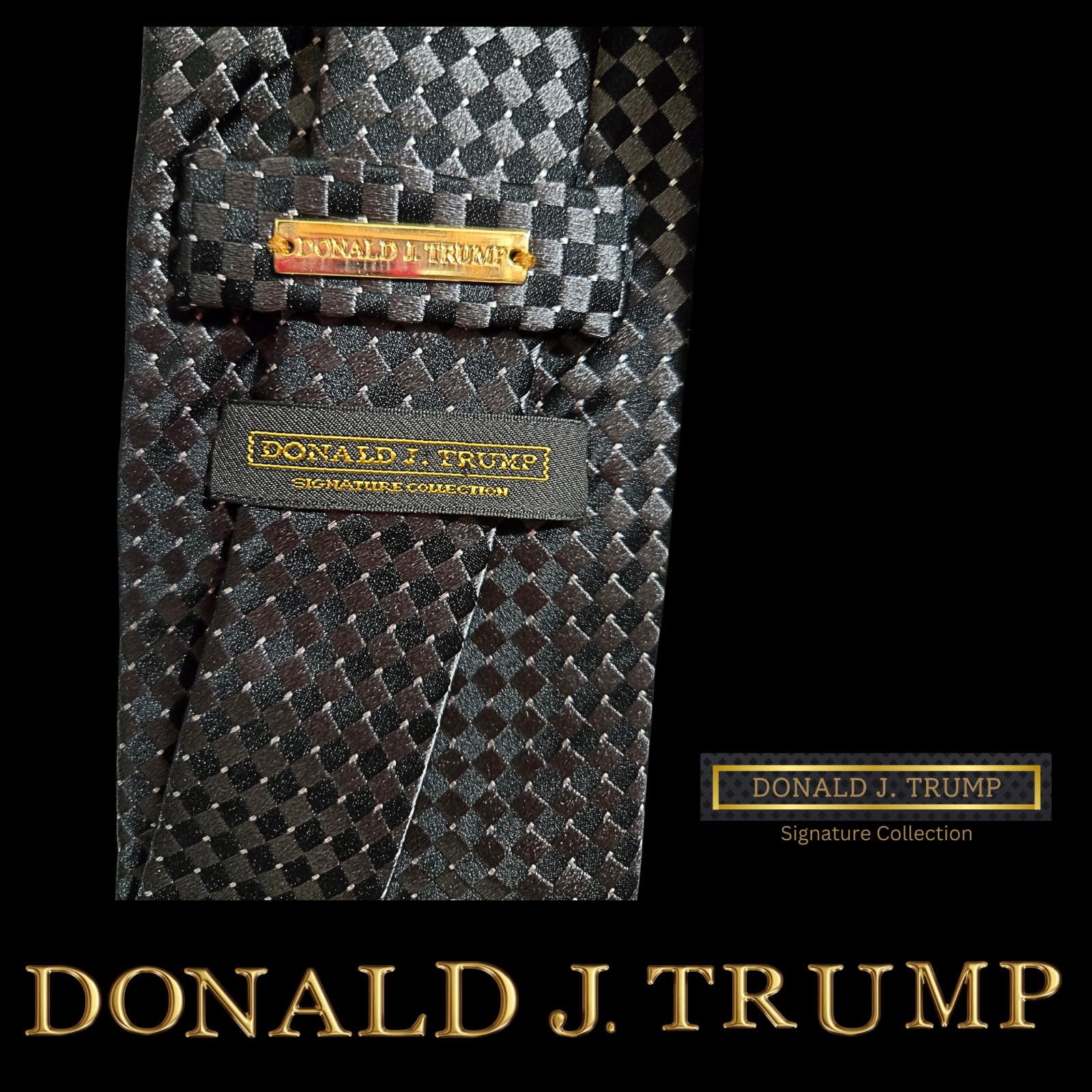 Designer NEW Donald Trump Necktie Black Silver Diamond Tie Gift Box Size ONE SIZE - 2 Thumbnail