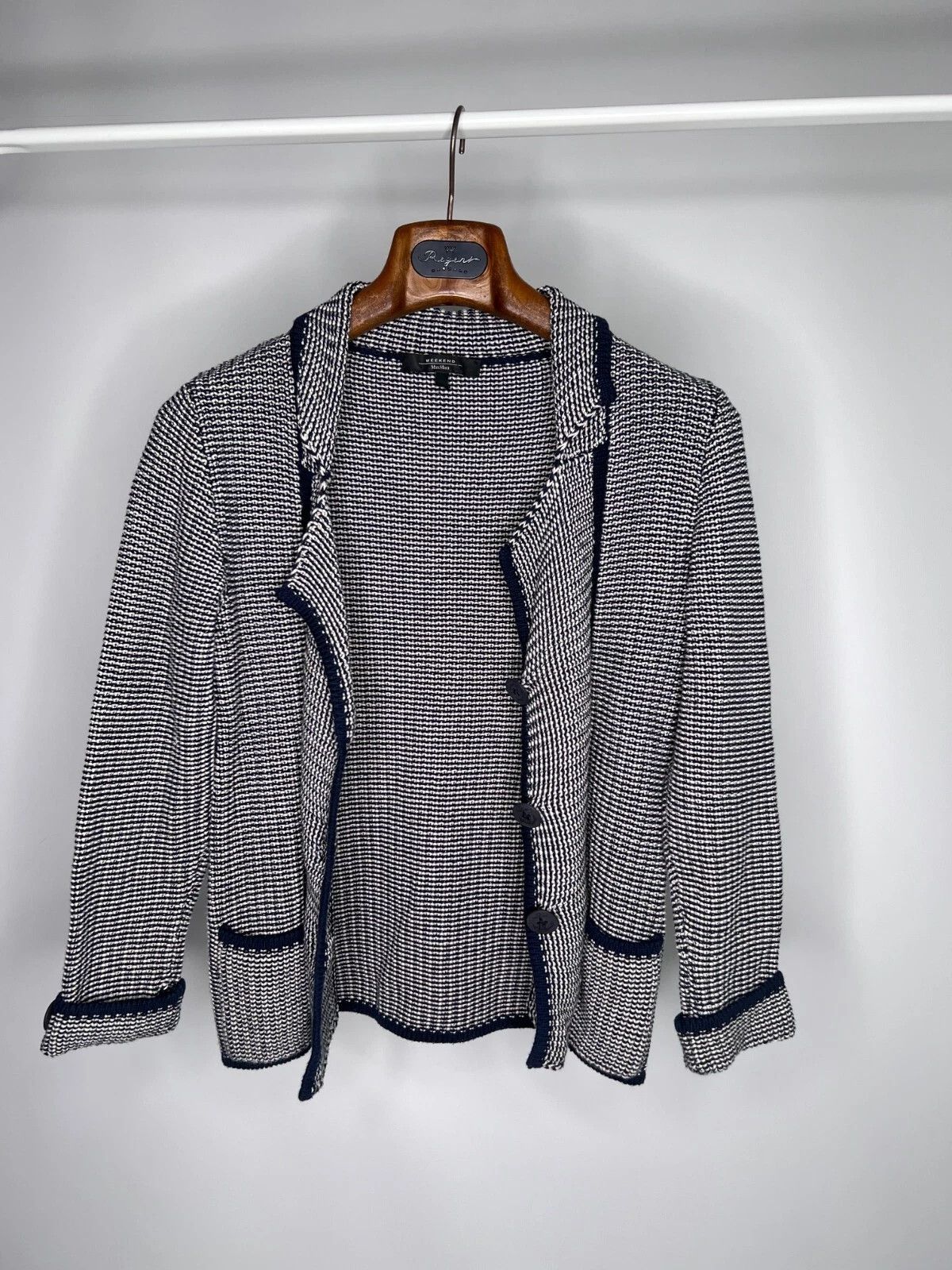 Weekend Max Mara MAX MARA Weekend Knit Blazer Jacket Blue White Striped Size M / US 6-8 / IT 42-44 - 11 Thumbnail