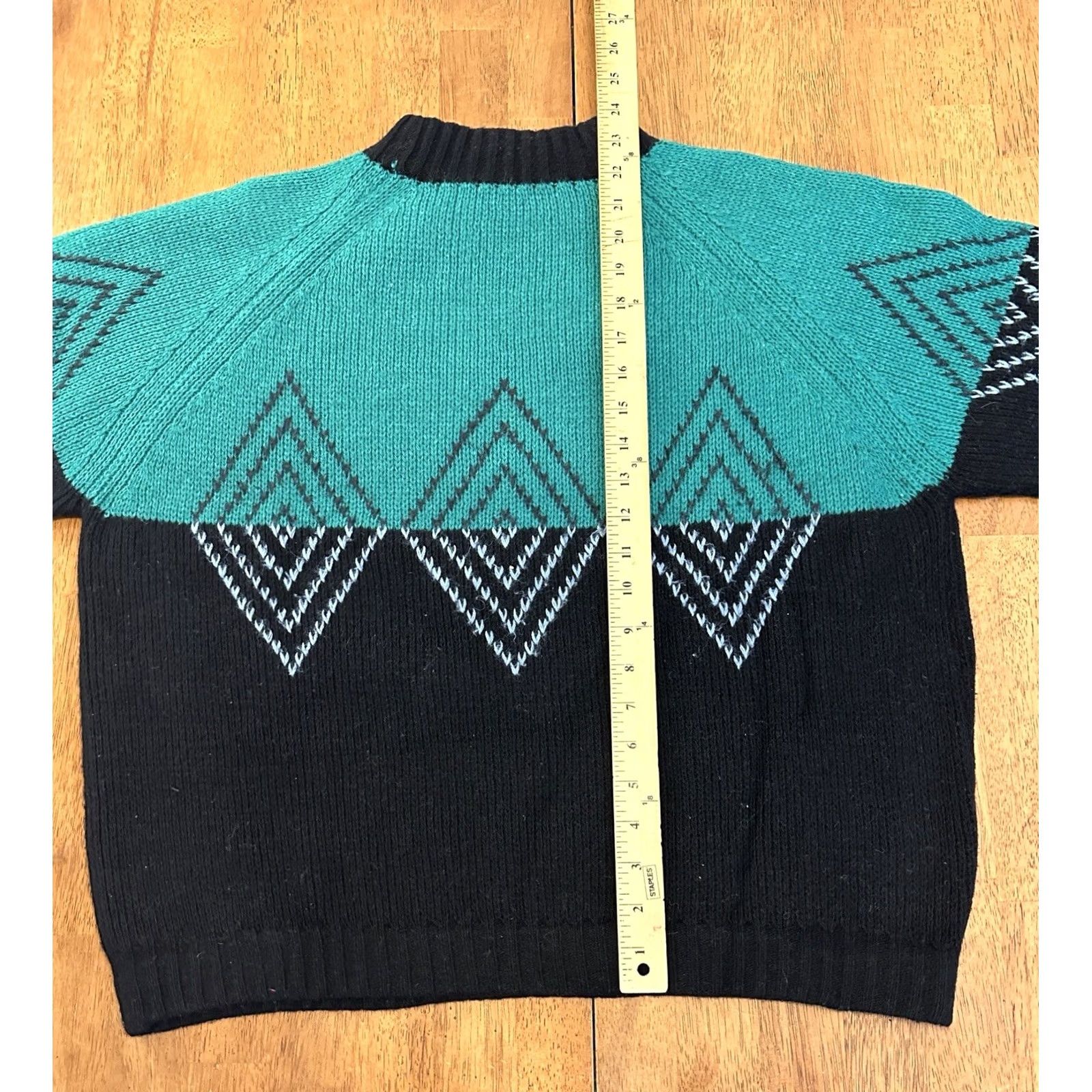 Vintage VINTAGE Geometric Wool Sweater Large Green Black Argyle Knit Mens L Size US L / EU 52-54 / 3 - 5 Thumbnail