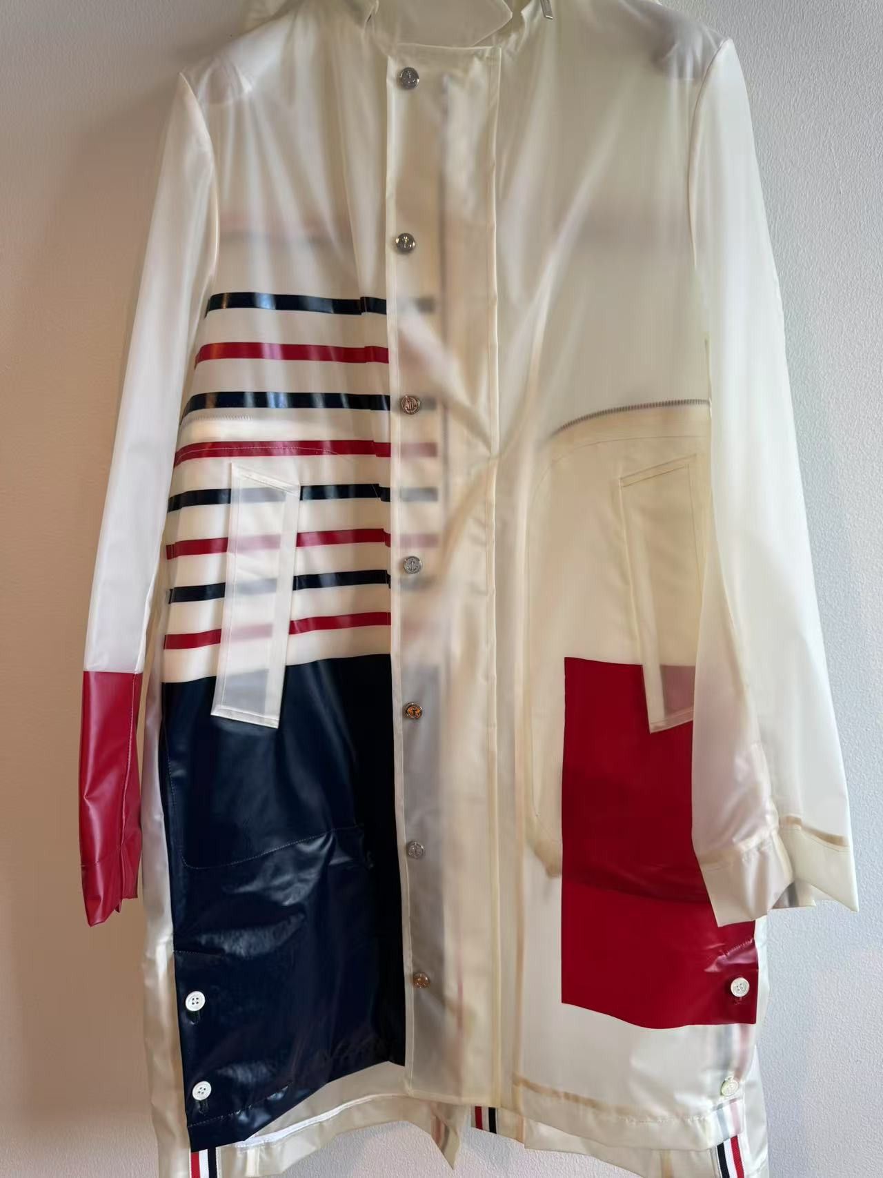 Thom Browne Thom Browne Transparent Stripe Rain Coat Size US M / EU 48-50 / 2 - 6 Thumbnail