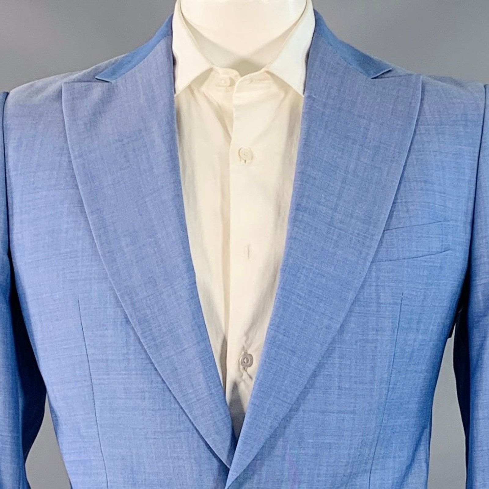 Viktor & Rolf VIKTOR & ROLF Size 42 Blue Virgin Wool Peak Lapel Sport Coat Size 42R - 2 Thumbnail
