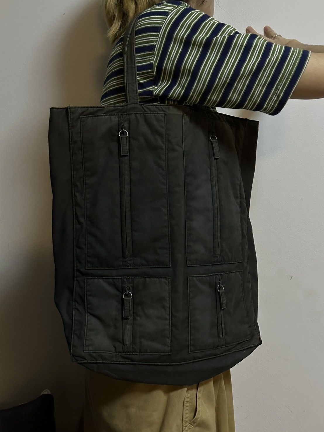 Helmut Lang Helmut Lang vintage cotton multi zip sun faded tote bag Size ONE SIZE - 12 Thumbnail