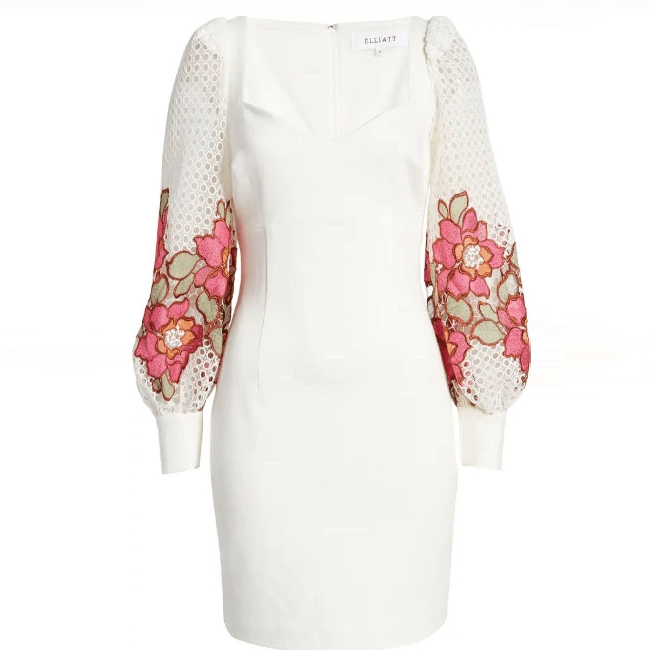 image of Elliatt Women Ivory Juke Embroidered Cocktail Mini Dress S in White (Size Small)