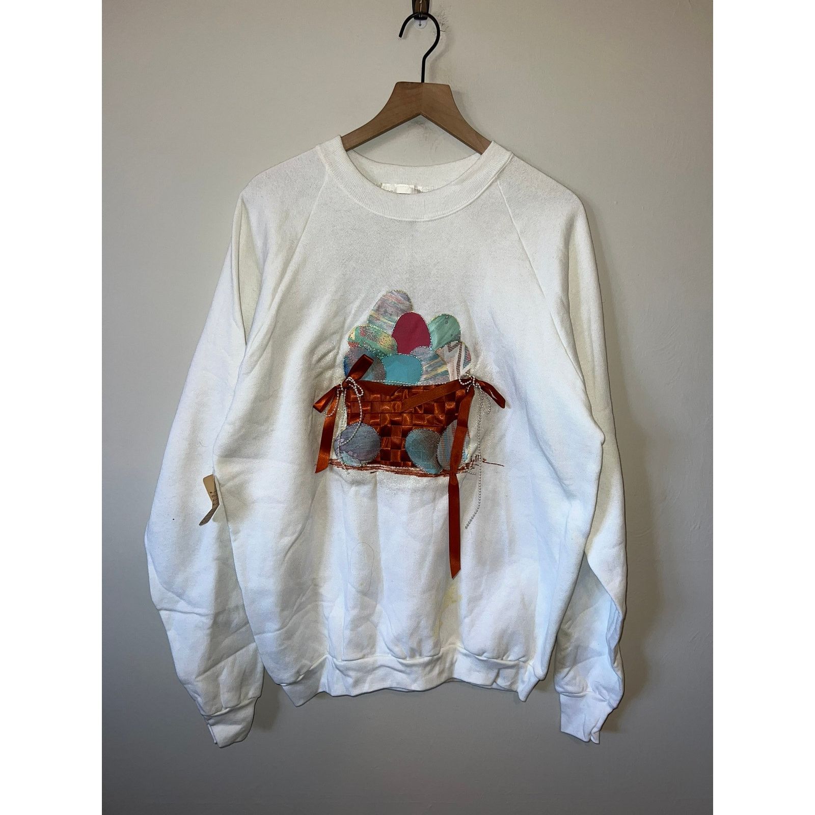 Vintage 90s Vintage Easter Egg Bucket Custom made Sweatshirt VTG L Size US L / EU 52-54 / 3 - 1 Thumbnail