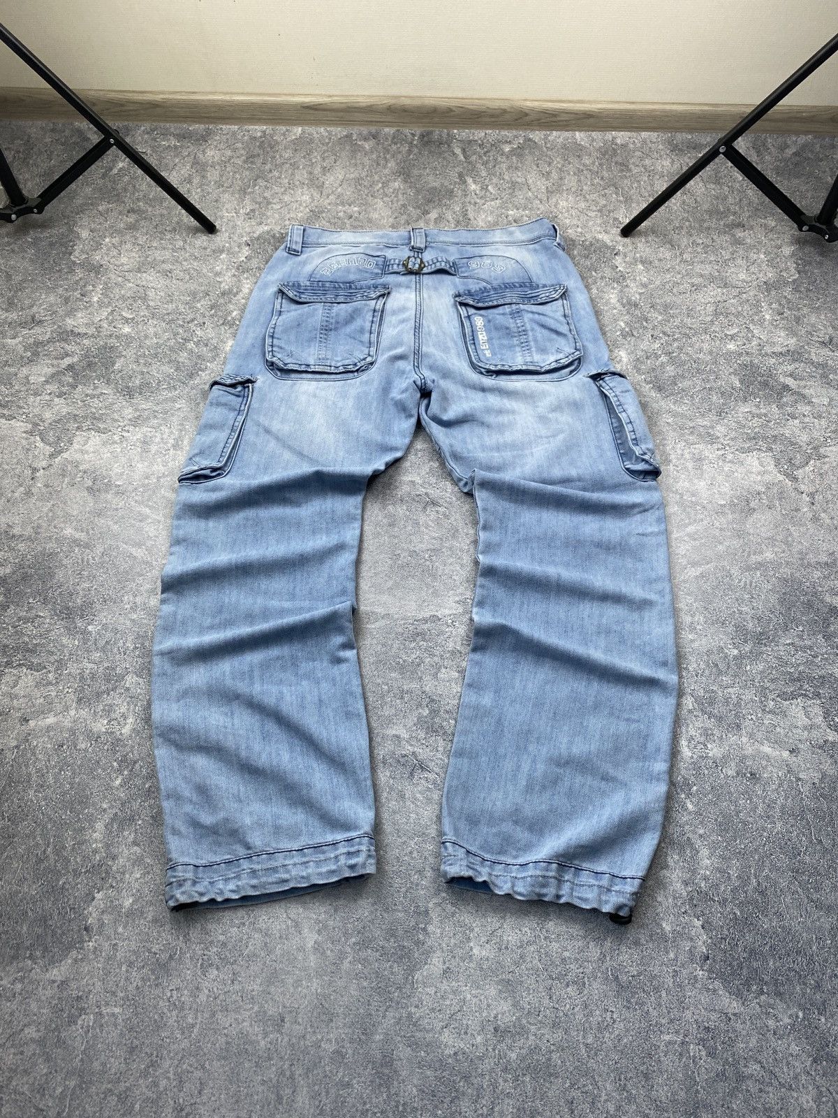 Japanese Brand × Vintage Cargo Jeans Dirty Pants crash denim thrashed y2k distressed Size US 34 / EU 50 - 1 Thumbnail