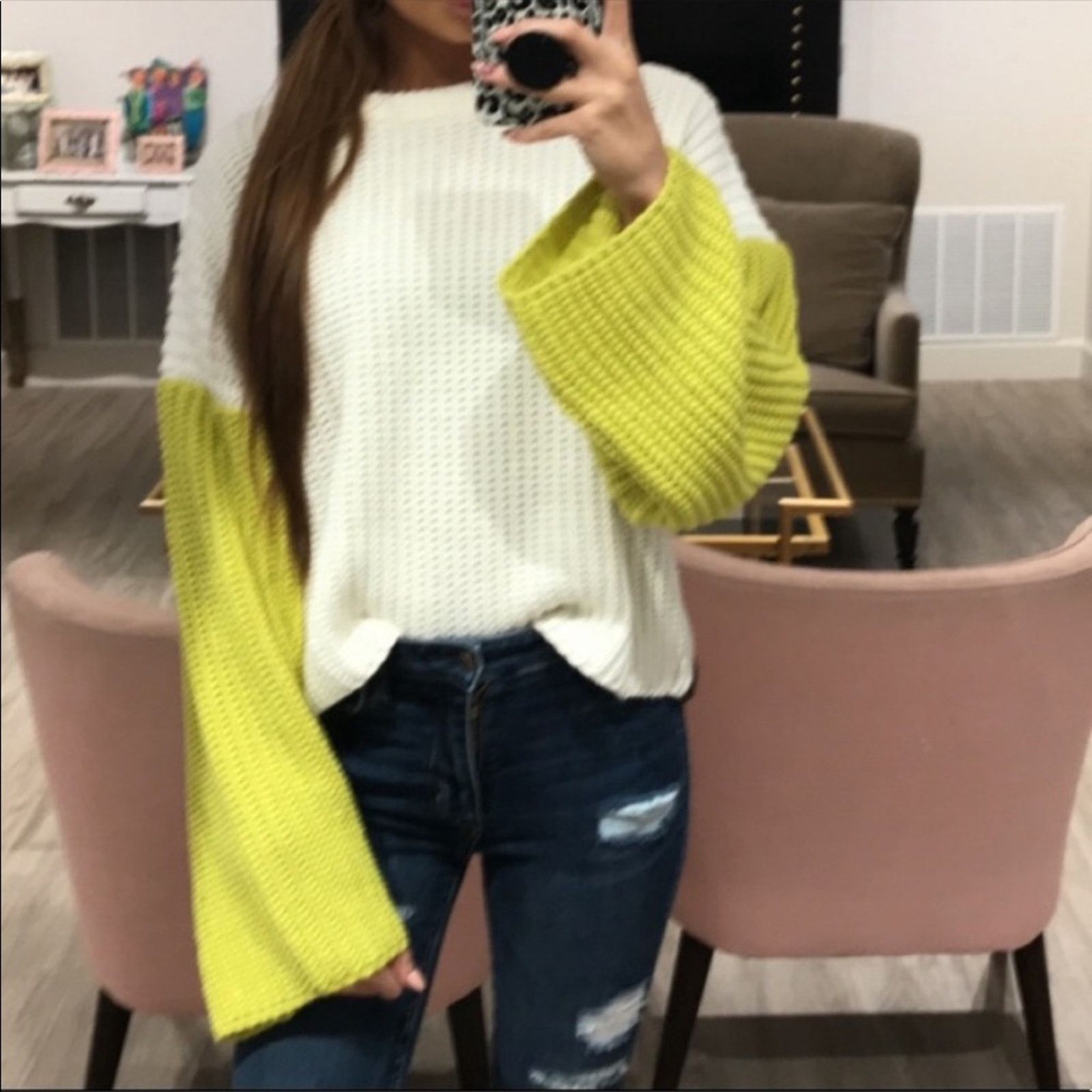 Dolls Kill DOLLS KILL BLUE BLUSH White Brown Yellow Chunky Knit Sweater Size S / US 4 / IT 40 - 11 Thumbnail