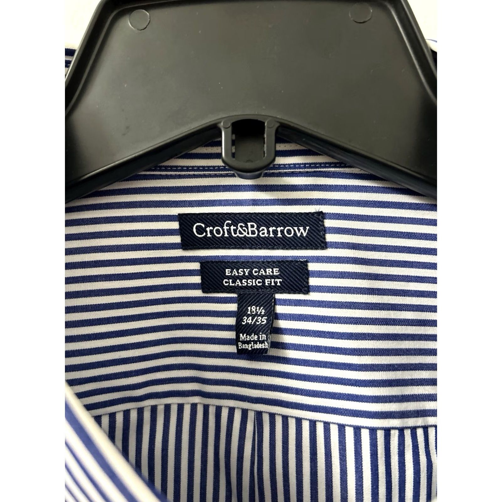 Croft & Barrow Croft & Barrow Shirt Mens Sz 18.5 Blue White Striped Oxford Classic Fit L/S Size US XXL / EU 58 / 5 - 7 Thumbnail