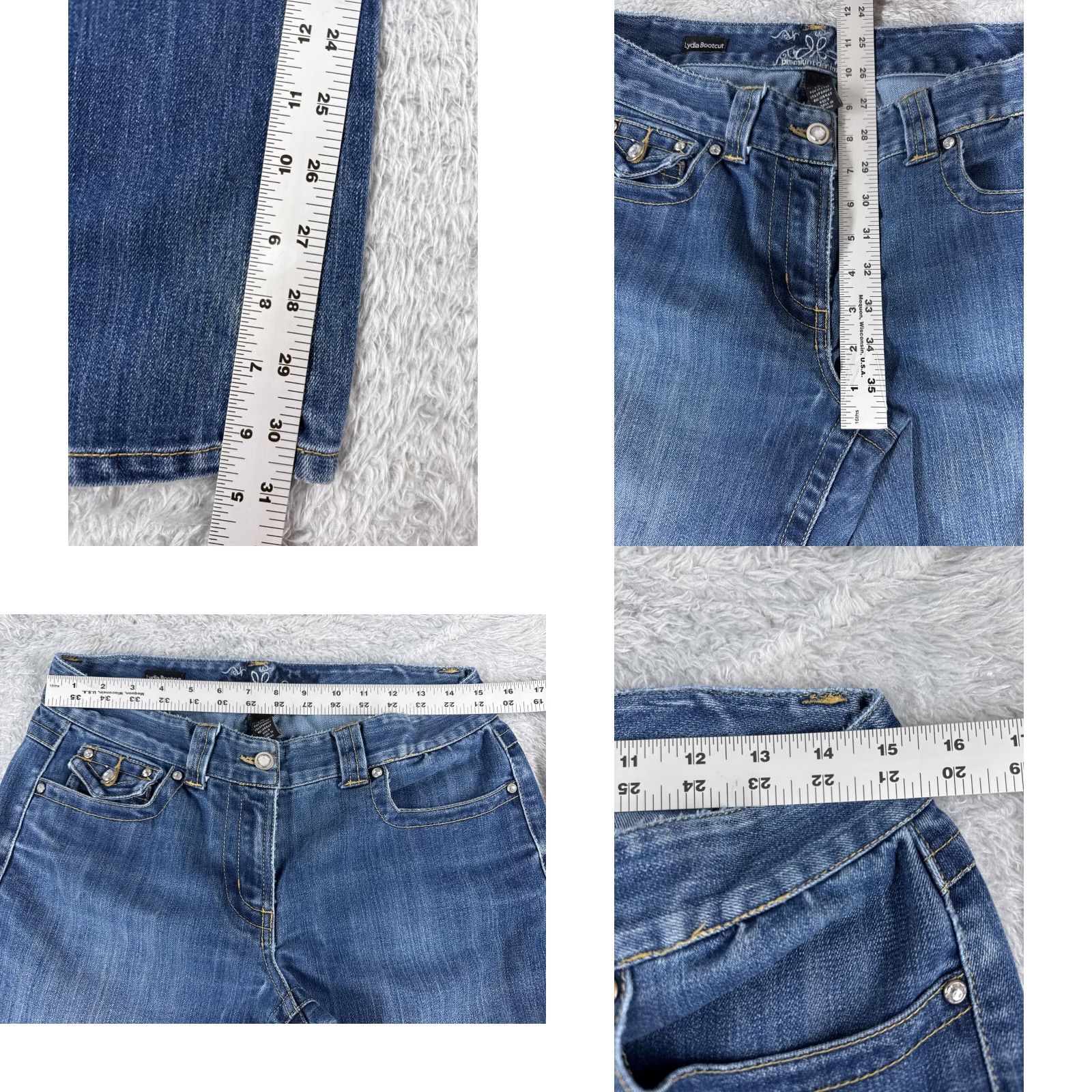 Denime Premium Denim Jeans Women 8 Blue Bootcut Mid Rise 28x31 Distressed 5-Pocket Cotton Jeans XS? Size 30" / US 8 / IT 44 - 8 Thumbnail