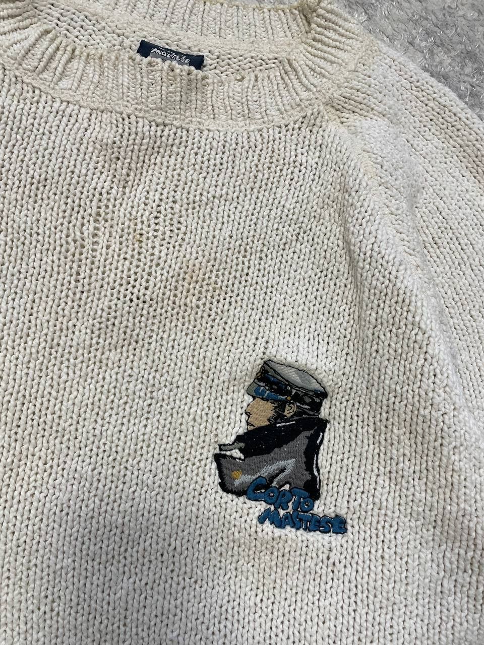 Other Vintage Corto Maltese Wool Sweater Loose Knit Cream Art Knit Size US L / EU 52-54 / 3 - 10 Thumbnail