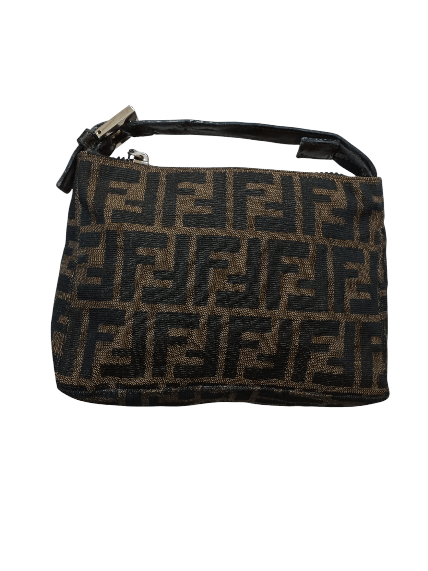 Vintage FENDI Zucca Canvas Mini Hand Bag Brown Black