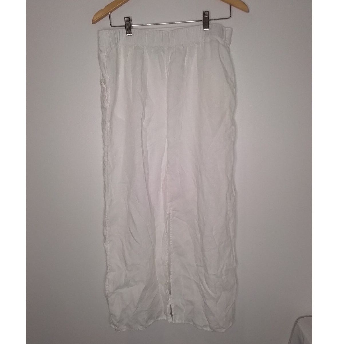 Halston Halston Women's Linen Slip Skirt Large White Size 32" / US 10 / IT 46 - 3 Thumbnail