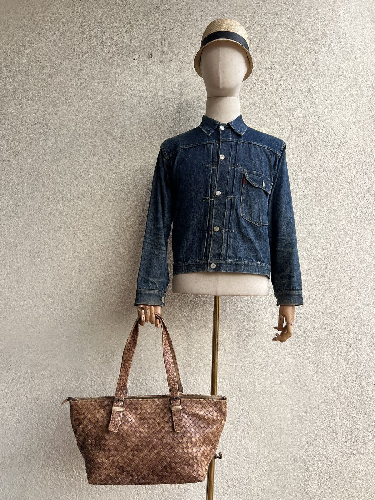 Leather × Vintage Vintage Paolo Masi Fade Patina Leather Intrecciato Tote Bag Size ONE SIZE - 2 Thumbnail