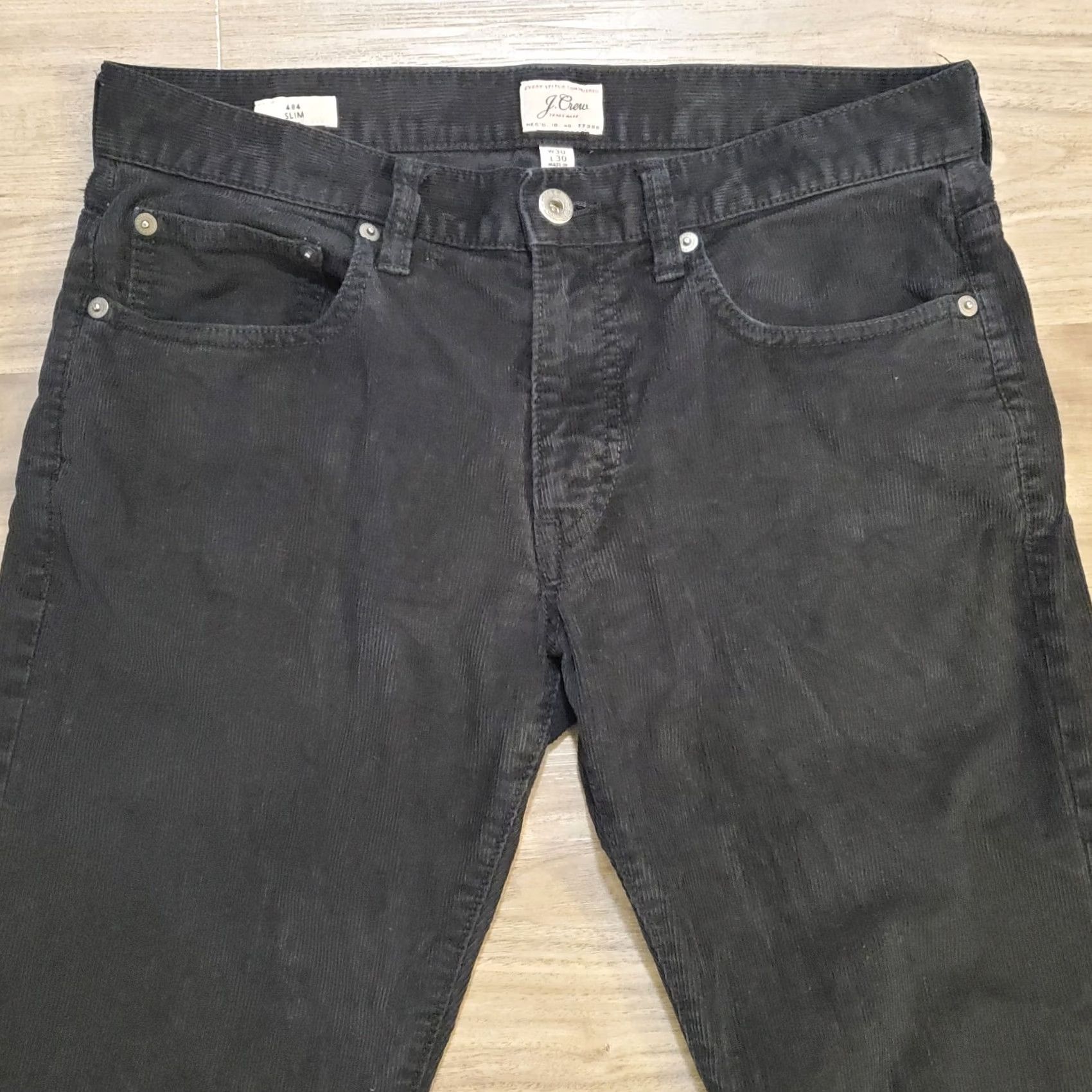 J.Crew J Crew 484 Pants Mens 30x28 Black Corduroy Slim Fit Cotton Stretch Casual G7128 Size US 30 / EU 46 - 3 Thumbnail