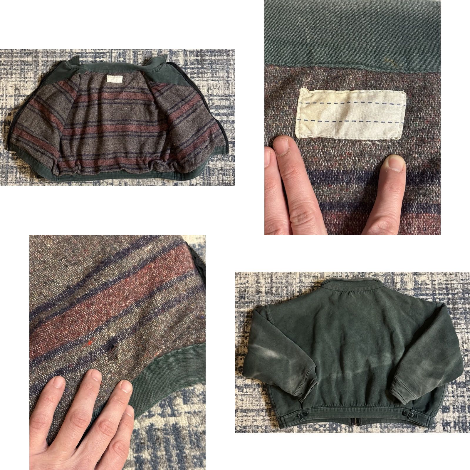 Vintage VINTAGE 1940s Cropped Full Zip Cotton Work Jacket XL Green Men Short Length Size US XL / EU 56 / 4 - 8 Thumbnail