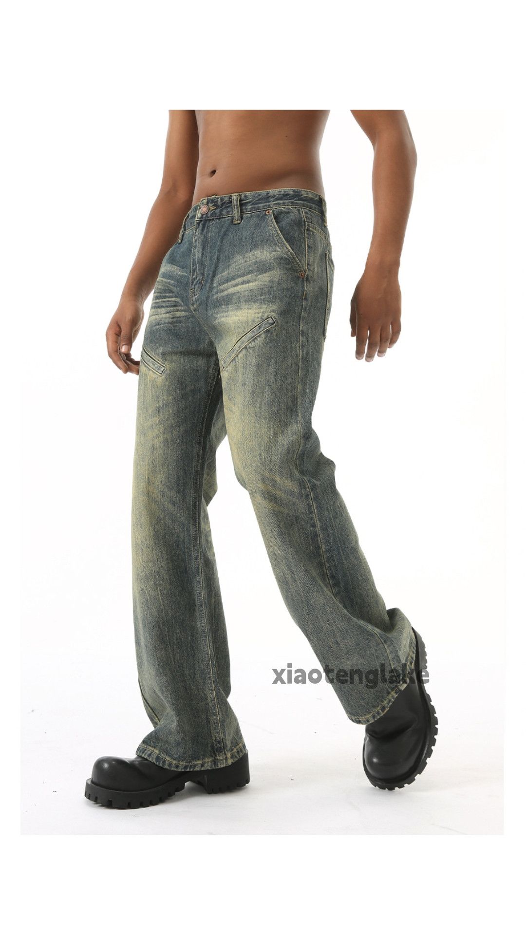 Jean × Vintage washed faded cleanfit yuppie punk grunge flared jeans Size US 32 / EU 48 - 1 Thumbnail