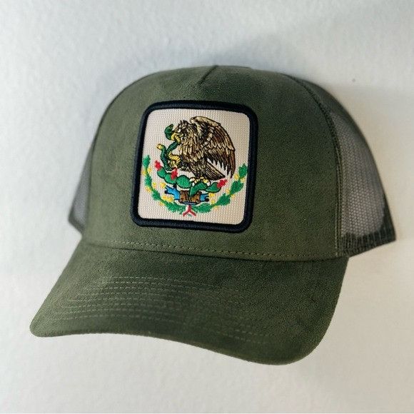 Designer NEW MEXICO SEAL GREEN SUEDE TRUCKER MESH CAP HAT Size ONE SIZE - 3 Thumbnail