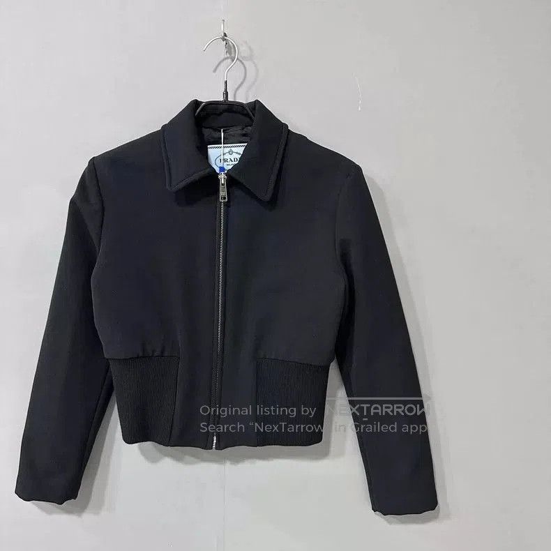Prada Black Short Zipper Cotton Jacket. Size US M / EU 48-50 / 2 - 2 Thumbnail